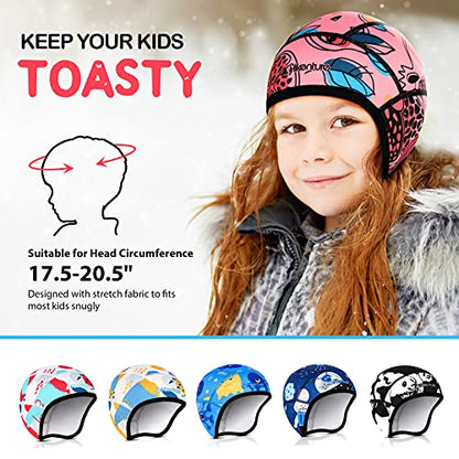 Hikenture Kids Skull Cap Helmet Liner Winter Hat for Boys and Girls Beanie Ski Hat with Thermal Fleece for Snow Sports… - color: Pink
