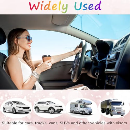 BFXM Car Visor Mirror, Clip-On Car Mirror Vanity with Black Bling Diamonds - color: Black