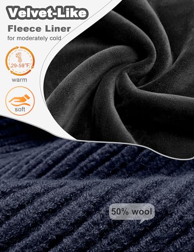 Fleece Lined Wool Short Fisherman Beanie Men Women Cuff Winter Hat - color: 1pc-navy Blue