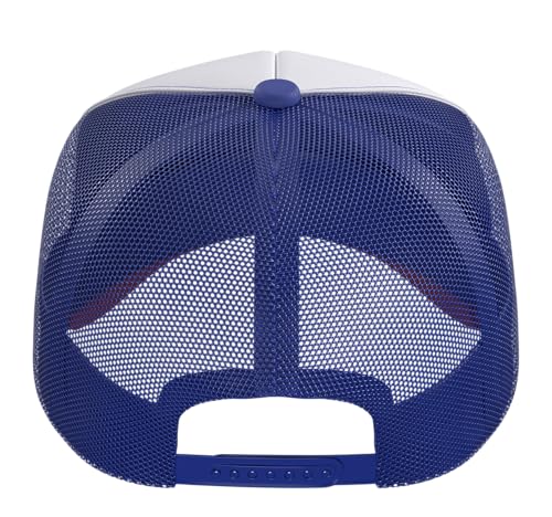 Really Like Bowler Hats Derby Bob Hat Trucker Hat with Adjustable Mesh Back - color: Red/White/Royal Blue
