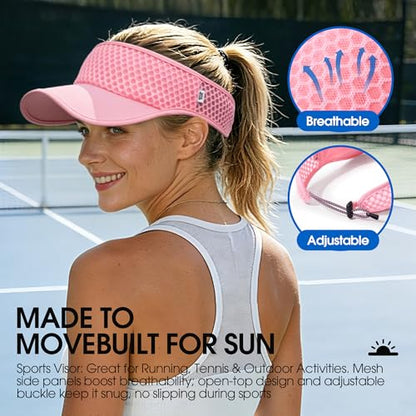 AUSFLUG Sun Visor Hat Men Women - Moisture Wicking Lightweight Sports Cap - color: Pink