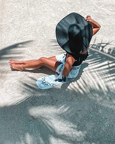 Lanzom Womens 5.7 Inches Big Bowknot Straw Hat Large Floppy Foldable Roll up Beach Cap Sun Hat UPF 50+ - color: Red