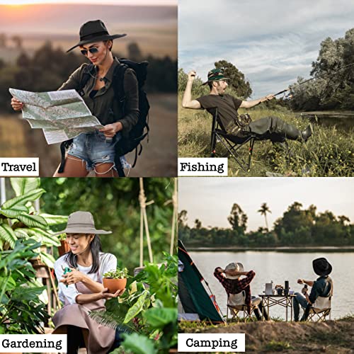 BaHoki Essentials Military Style Bucket Hat - Camo Outdoor Hat with Adjustable Strap - Wide Brim Safari Hat - style: Black