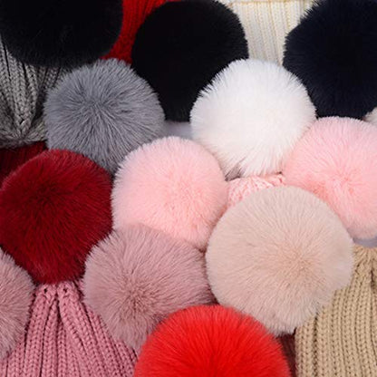 Toddler Winter Knit Hat Upgrade Fleece Lined Pompom Ears Beanies Cap for Boys Girls 3-12 Years - color: Dark Pink