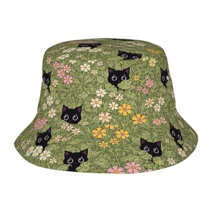 Bucket Hat Unisex for Men Women Cute Funny Fashion Fishing Hat Trippy Art Casual Fisherman Cap - color: Cat1