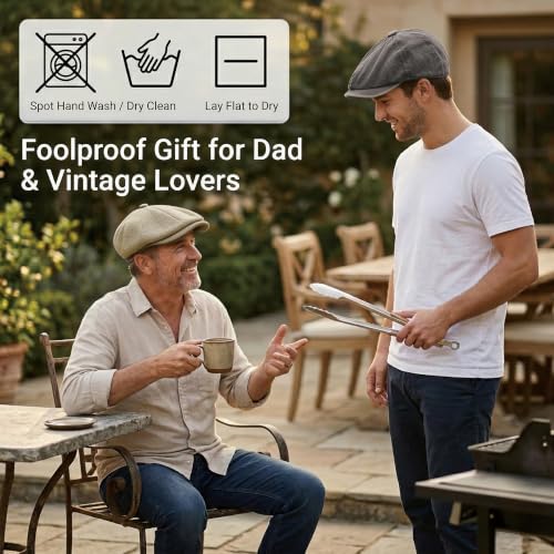 ZLYC Newsboy Cap for Men Summer Flat Cap Lightweight Beret Hat - color: Buckle Beige