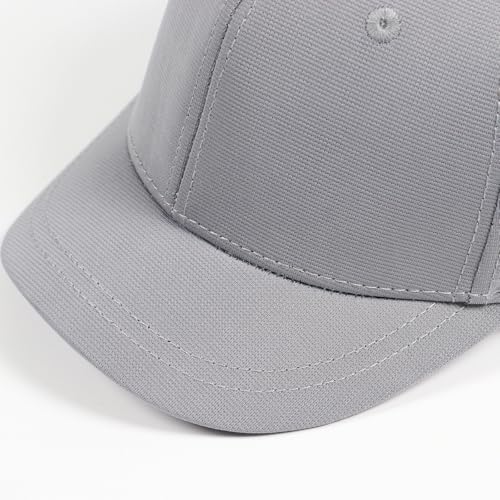 Short Brim Stretch Fitted Baseball Caps Men's Solid Structured Full Closed Cap Curved Brim Elastic Closed Back Hat K272 - color: Grey