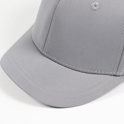 Short Brim Stretch Fitted Baseball Caps Men's Solid Structured Full Closed Cap Curved Brim Elastic Closed Back Hat K272 - color: Grey
