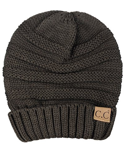 NYFASHION101 Slouch Wrinkled Beanie Cap Slouchy Skull Hat - color: Brown