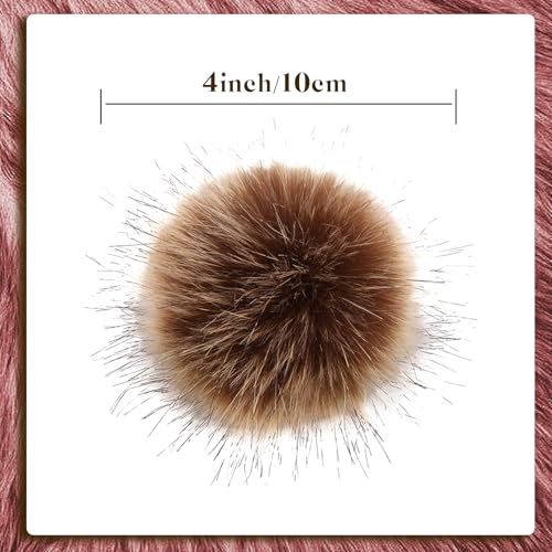 Allruyee 32 Pieces Pom Pom Faux Fur Pom Pom for Hats, Keychains, Scarves, Gloves & Bags Accessories with Elastic Loop, 16 Colours - color: Dark Color