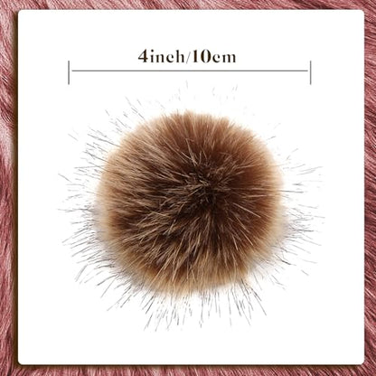 Allruyee 32 Pieces Pom Pom Faux Fur Pom Pom for Hats, Keychains, Scarves, Gloves & Bags Accessories with Elastic Loop, 16 Colours - color: Dark Color