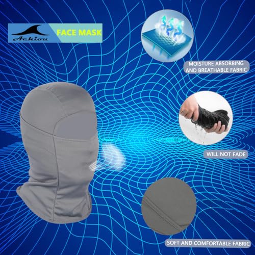 Achiou Ski Mask for Men and Women, Lightweight UV Balaclava Face Cover - color: Gray