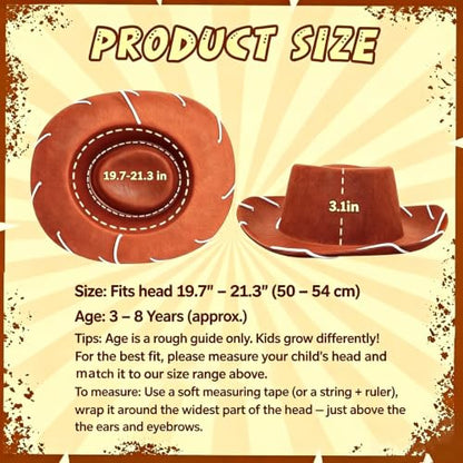 Cowboy Hat Kids 3-8t,Felt Cowgirl Hat for Western Costume - color: Brown