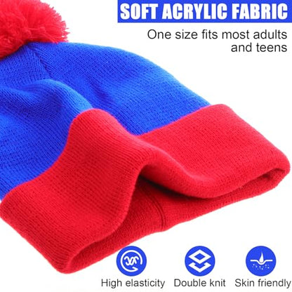Shinymoon Halloween Knit Pom Beanie Hat Cosplay Headwear - color: Royal Blue