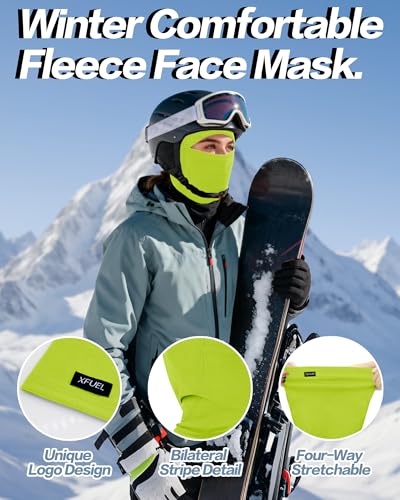 Ski Mask Balaclava for Men Women Windproof Thermal Winter Full Face Mask Cold Weather Skiing Snowboarding Neck Gaiter - color: Fluorescent Green