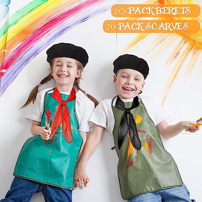 Xaatren 40 Pcs French Berets Scarves Bulk Halloween Costume - color: Neon Colors