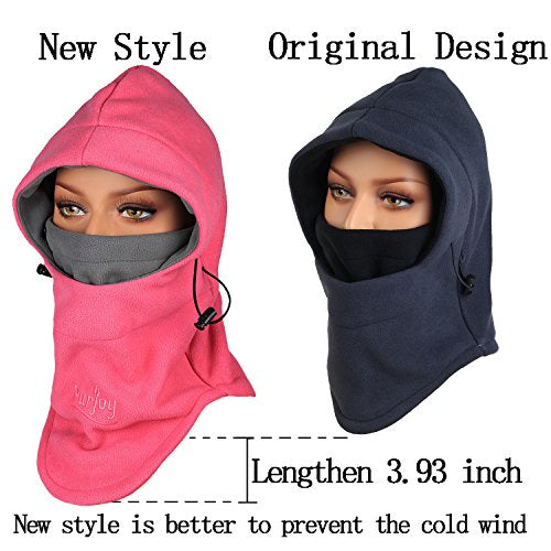 Warm Fleece Balaclava Ski Bike Full Face Mask Neck Warmer Winter Sports Cap - color: Rose Grey