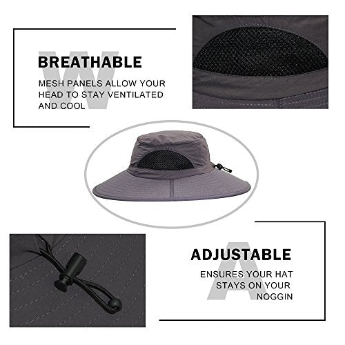 YR.Lover.Outdoor Boonie Men and Women's Hat Sun Protection Waterproof Cap for Safari Fishing Hunting Bucket Hat - color: Dark Gray