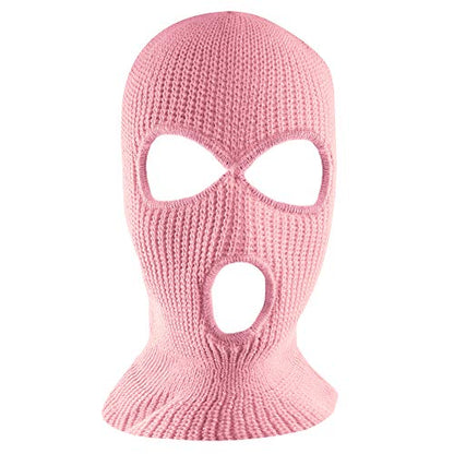 Super Z Outlet Knit Sew Acrylic Outdoor Full Face Cover Thermal Ski Mask One Size Fits Most - color: Pink