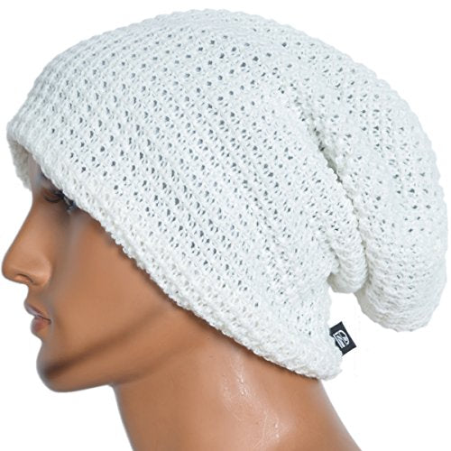 FORBUSITE Mens Slouchy Long Beanie Knit Cap for Summer Winter, Oversize - color: B08-white, size: Large