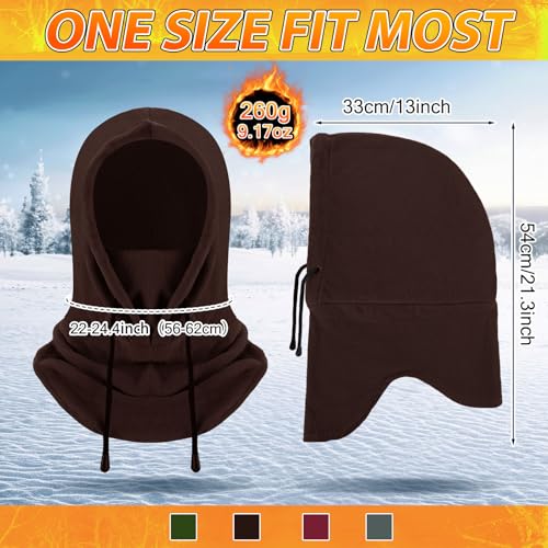 Eurzom 4 Pcs Winter Fleece Balaclava Face Mask - color: Coffee, Army Green, Wine Red, Gray