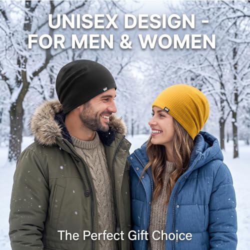 LONGLONG Winter Slouchy Beanie Hat Lightweigh Warm Skull Cap for Men Women - color: Yellow