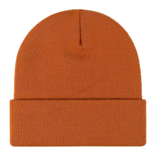 Rosoz Beanie for Men Women Cuffed Knit Hat Winter Beanies Skull Cap Unisex - color: Brown1