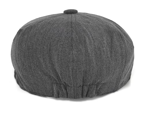 DIYDECAL Mens Newsboy Cap 8 Panel,Cotton Blend Flat Ivy Gatsby Cabbie Golf Hat - color: Dark Grey