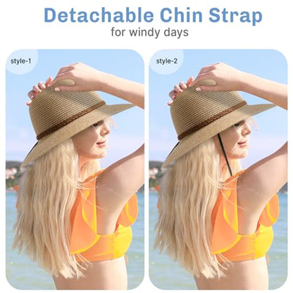 Tavaleu Beach Hat Foldable Wide Brim UV Protection for Women Summer Sun Hat - color: Khaki-6