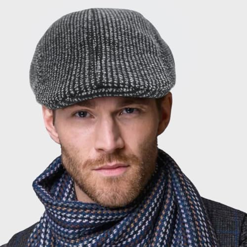 Ivy Newsboy Cap for Men - Vintage Gatsby Style Flat Cap, Classic Driving Hat - color: Small Dot Dark Grey