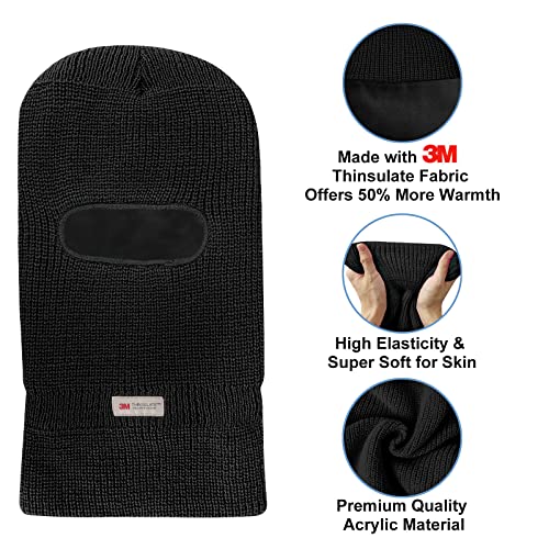 Evridwear Winter Balaclava Ski Mask Warm Knitted Full Face Cover for Men and Women Outdoor Sports Cycling - color: Classic Black, style: Double Layered With 3m Thinsulate Liner
