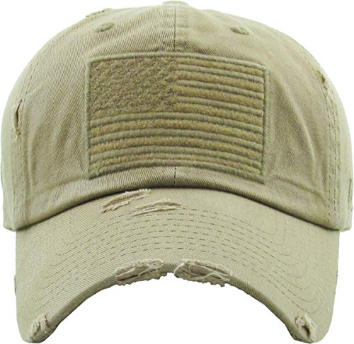 KBETHOS Flag USA America Military Thin Blue Line Thin Red Line Vintage Distressed Baseball Cap Dad Hat Unisex Adjustable… - color: Khaki Tactical Operator Classic