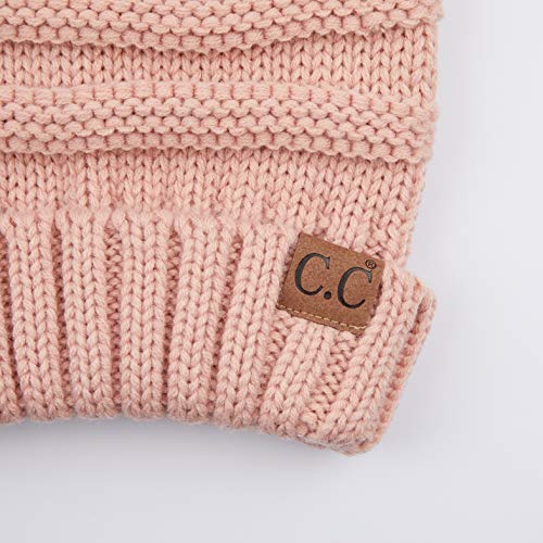 C.C Hat-100 Oversized Baggy Slouch Thick Warm Cap Hat Skully Cable Knit Beanie - color: Indi Pink Solid