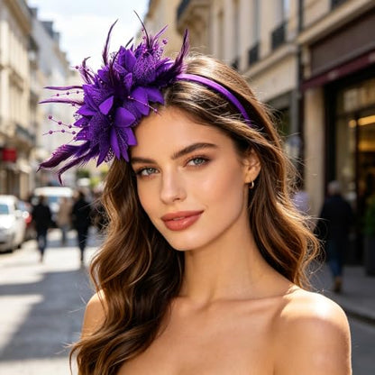 Fascinators Hat Tea Party Hat for Women 1920s Halloween Party - color: Purple