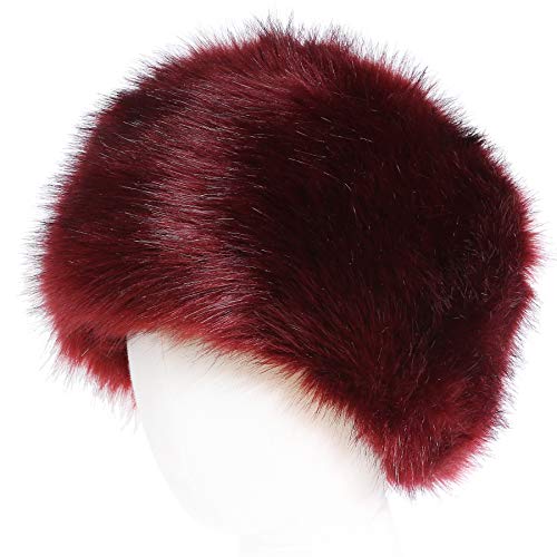 sy soul young Women's Winter Faux Fur Cossak Russian Style Hat Warm Cap - color: Burgendy