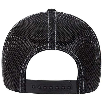 OTTO 6 Panel Low Profile Contrast Vertical Mesh Back Cap - color: Blk/Ch.gry/Blk