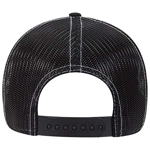 OTTO 6 Panel Low Profile Contrast Vertical Mesh Back Cap - color: Blk/Ch.gry/Blk