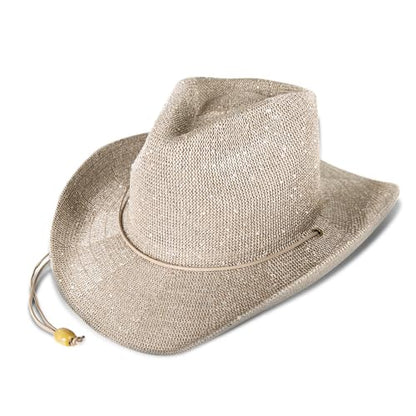 Lucky Brand Women's Straw Cowboy Hat | Rope Design | Western | Style | Fashion | Sun Protection | Breathable - color: Metallic Straw - Champagne