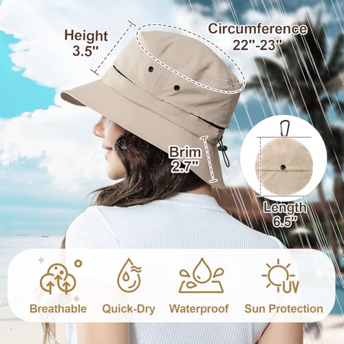 Packable Bucket Hat for Women Waterproof UV Protection Sun Hat - color: Light Brown