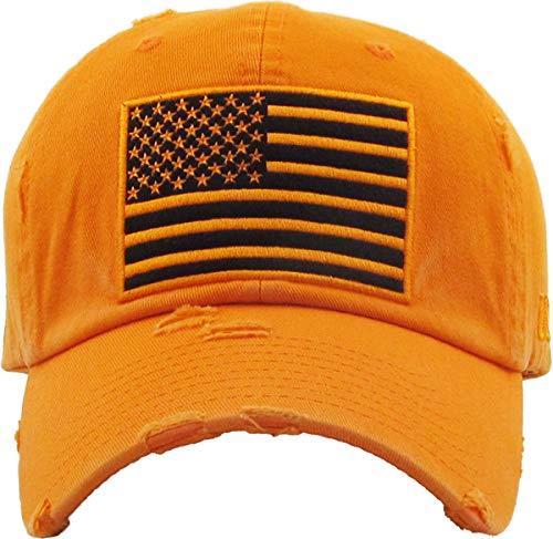KBETHOS Flag USA America Military Thin Blue Line Thin Red Line Vintage Distressed Baseball Cap Dad Hat Unisex Adjustable… - color: Orange Tactical Operator Classic