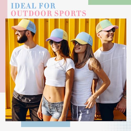 Hercicy 40 Pack Blank Trucker Hat Bulk - color: Macaron Color Block Style