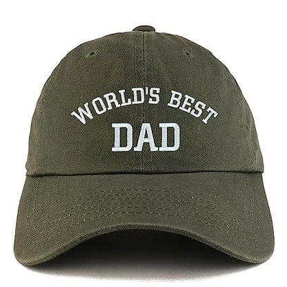 Trendy Apparel Shop World's Best Dad Embroidered Low Profile Soft Cotton Dad Hat Cap - color: Olive 2