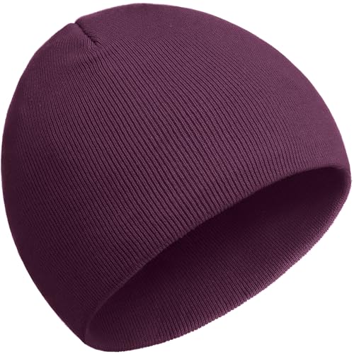ROYBENS 100% Cotton No Cuff Beanie Hat Men Women, Fisherman Skull Cap - color: Purple