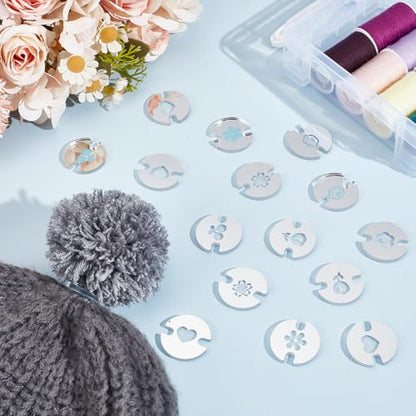 WADORN 48Pcs 8 Styles Acrylic Hat Pom Pom Removable Button, Flat Round Pom Pom Base Sheets for Fixing The Pom Pom in Place Hat Pom Pom Keepers Holders for Knit Beanies and Toques, Clear - color: Clear