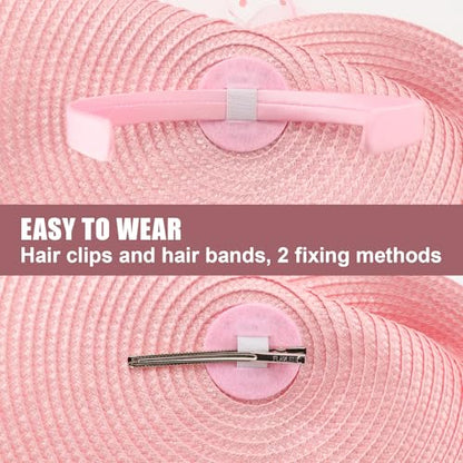 DRESHOW Fascinators Hat Flower Mesh Feathers Hat with a Headband and a Clip 7.9" Tea Party Headwear for Women - color: Folded Style 2: Pastel Pink / 7.9"