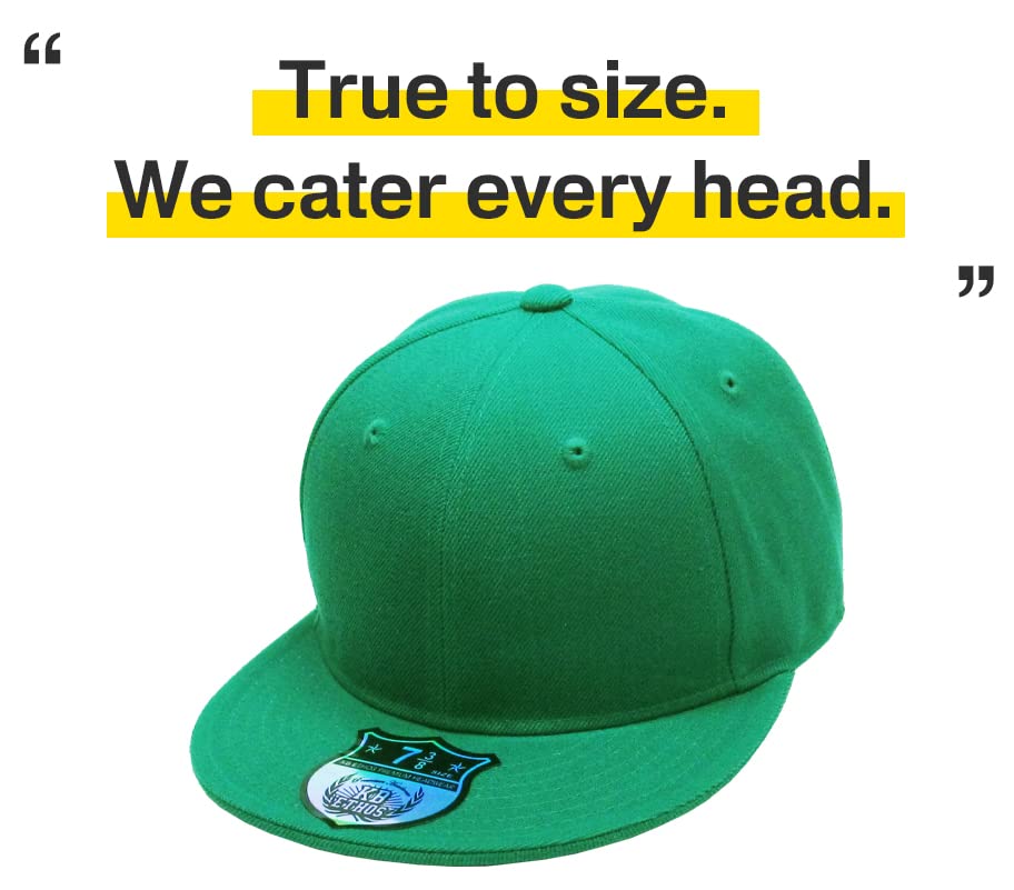 KBETHOS® Original 6 Panel Flat Brim True-Fit Fitted Cap - color: Kelly Green, size: 6 7/8