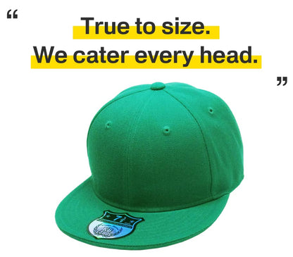 KBETHOS® Original 6 Panel Flat Brim True-Fit Fitted Cap - color: Kelly Green, size: 6 7/8