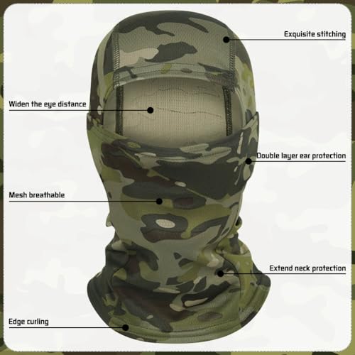 Camo Balaclava Ski Mask UV Face Cover for Motorcycle Hunting - color: Camo Color-3pcs