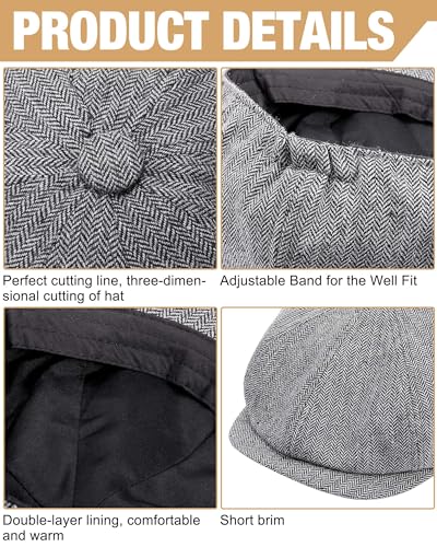 Suhine 6 Pcs Newsboy Cap for Men Octagonal Hat 8 Panel - style: Classic