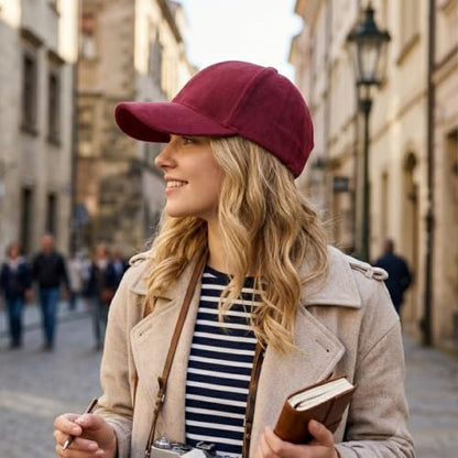 TOPTIE Suede Baseball Cap Hat, Adjustable 6 Panel Structured - color: Dusty Rose